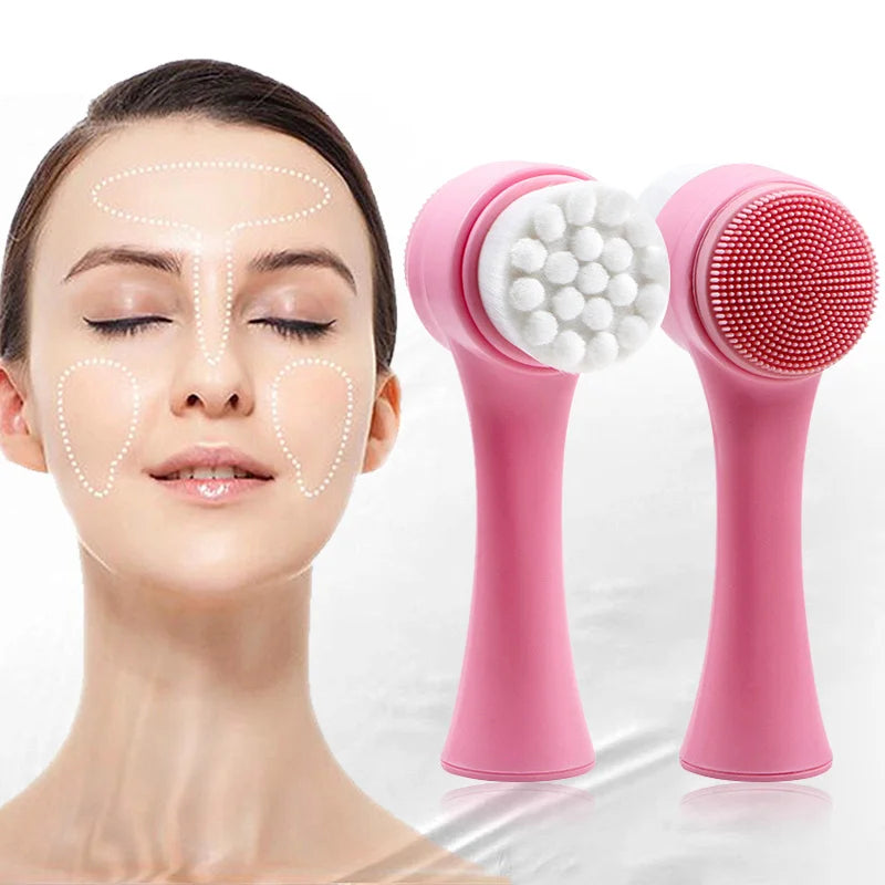 3D Bilateral Silicone Limpador Facial Massagem Manual Escova Facial Cerdas Macias Silicone Dupla Face Escova Facial Ferramentas de Limpeza