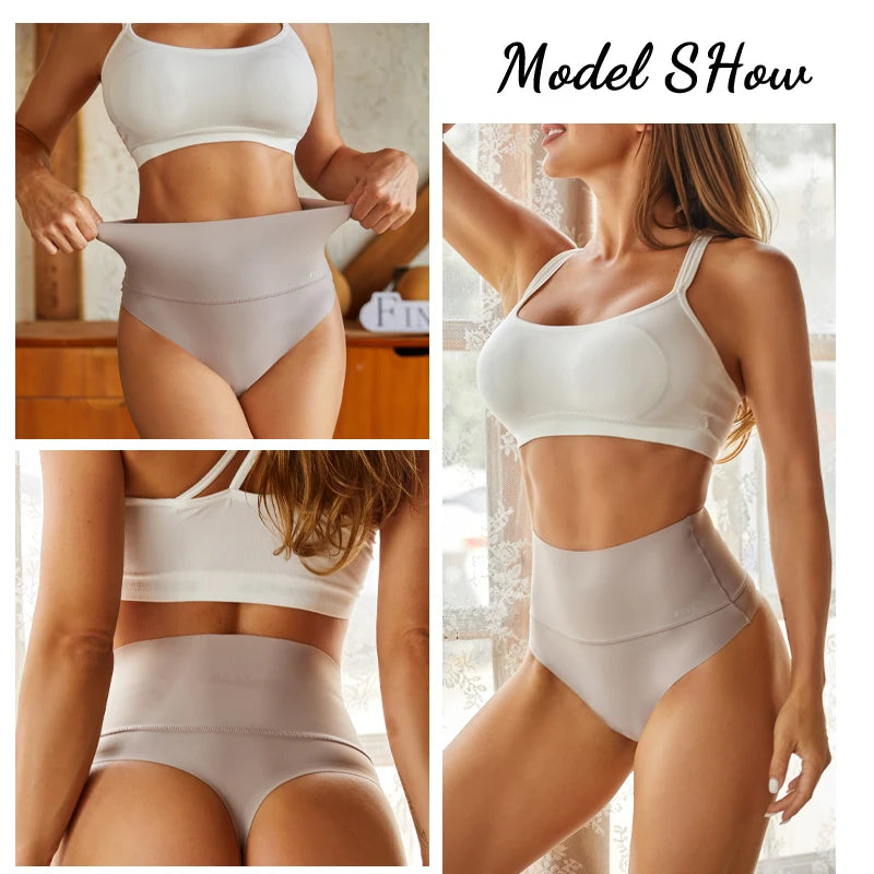 3 Pçs / set Sem Costura Cintura Alta Mulheres Tangas G-String Hip Lift Corpo Elástico Modelagem Roupa Interior Respirável Calcinha Feminina Plus Size