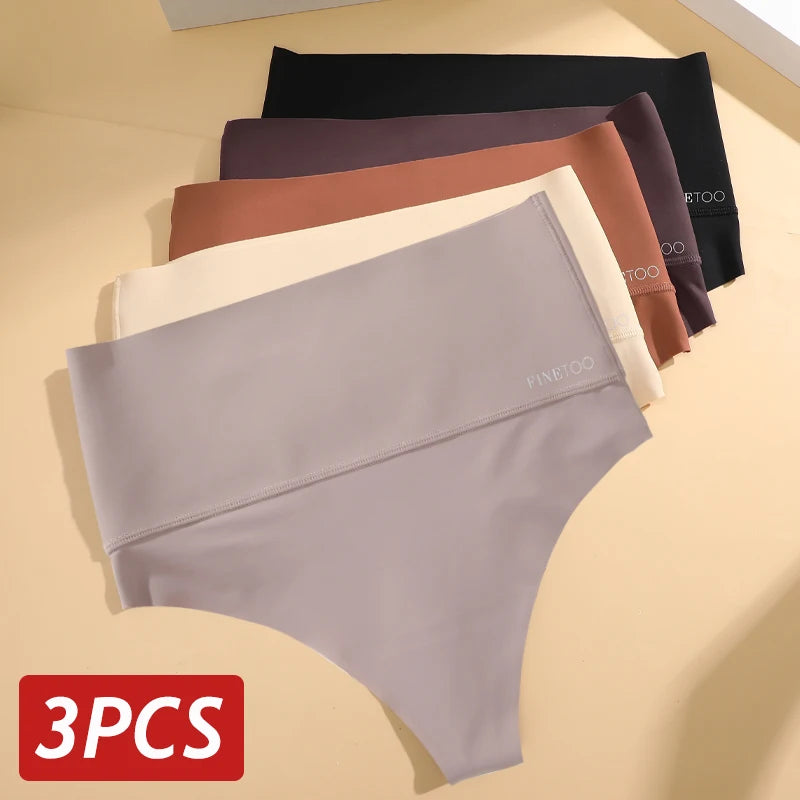 3 Pçs / set Sem Costura Cintura Alta Mulheres Tangas G-String Hip Lift Corpo Elástico Modelagem Roupa Interior Respirável Calcinha Feminina Plus Size