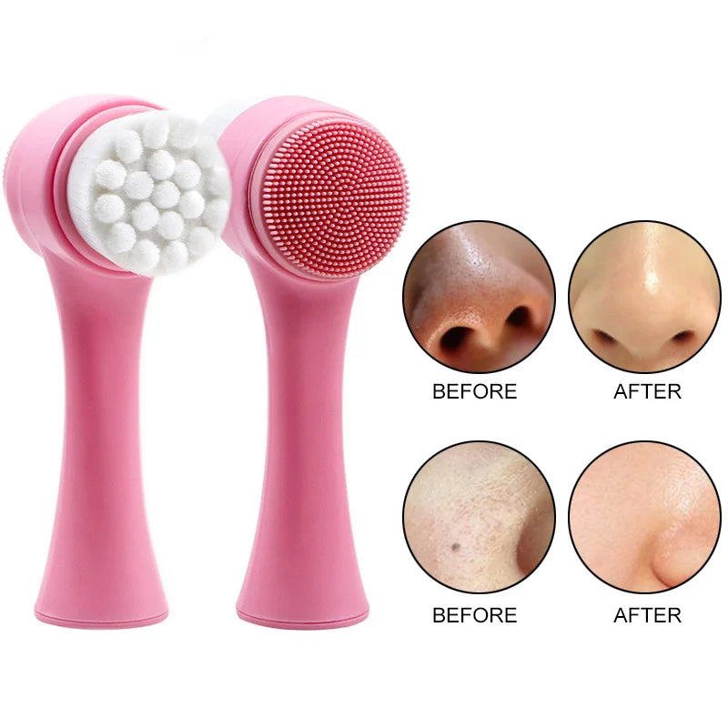 3D Bilateral Silicone Limpador Facial Massagem Manual Escova Facial Cerdas Macias Silicone Dupla Face Escova Facial Ferramentas de Limpeza