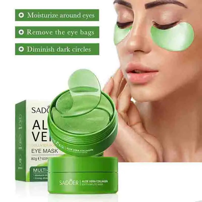 60pcs SAODER Aloe Vera Colágeno Máscara de Olho Anti Olheiras Olhos Bolsas Hidratante Refirmando Adesivos para os Olhos Olhos Produtos para Cuidados com a Pele