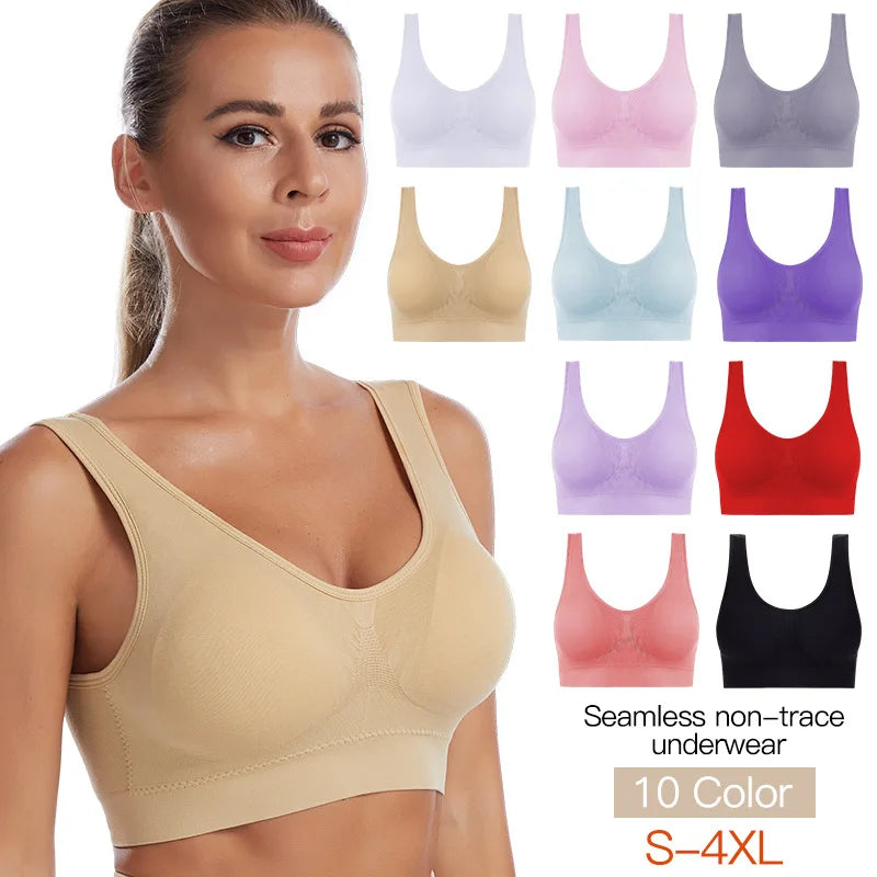 Sutiã feminino Plus Size Sutiã sem costura respirável sem fio Bralette Roupa íntima confortável ativo acolchoado Sutiã Crop Top