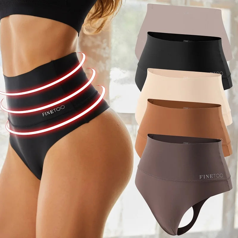 3 Pçs / set Sem Costura Cintura Alta Mulheres Tangas G-String Hip Lift Corpo Elástico Modelagem Roupa Interior Respirável Calcinha Feminina Plus Size